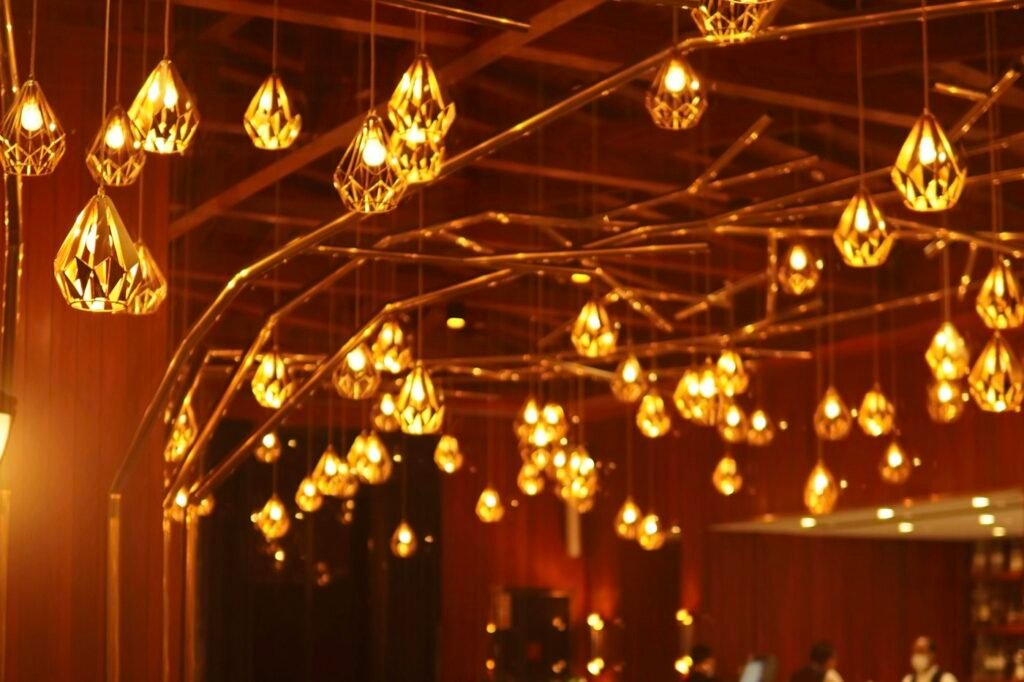 Restaurant with pendant lights
